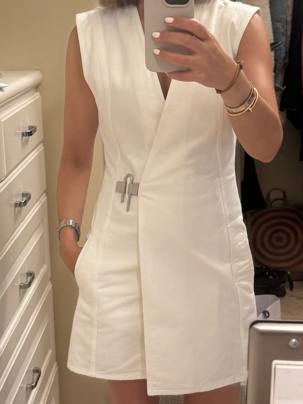 Givenchy White Sleeveless Wrap-Style Mini Dress